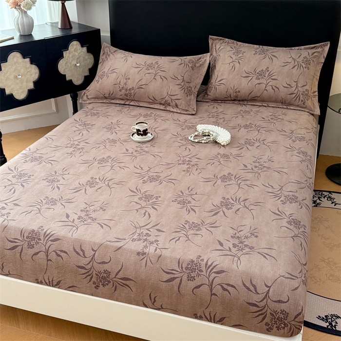 91家纺网 家纺一手货源 找家纺 梦舒羽 2025新款原麻床笠机洗家用防滑透气四季款床罩床垫床单保护套 素锦