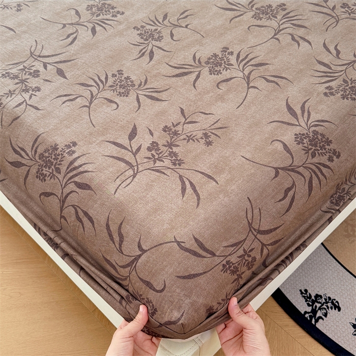 91家纺网 家纺一手货源 找家纺 梦舒羽 2025新款原麻床笠机洗家用防滑透气四季款床罩床垫床单保护套 素锦