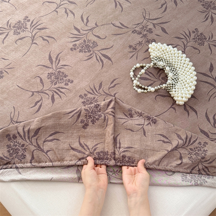 91家纺网 家纺一手货源 找家纺 梦舒羽 2025新款原麻床笠机洗家用防滑透气四季款床罩床垫床单保护套 素锦