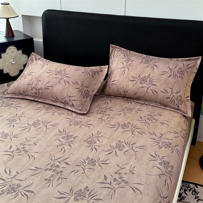 91家纺网 家纺一手货源 找家纺 梦舒羽 2025新款原麻床笠机洗家用防滑透气四季款床罩床垫床单保护套 素锦