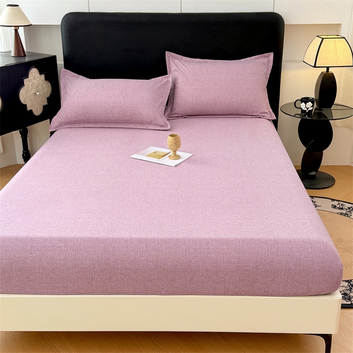 91家纺网 家纺一手货源 找家纺 梦舒羽 2025新款原麻床笠机洗家用防滑透气四季款床罩床垫床单保护套 星野紫