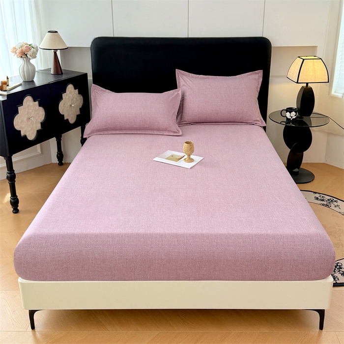 91家纺网 家纺一手货源 找家纺 梦舒羽 2025新款原麻床笠机洗家用防滑透气四季款床罩床垫床单保护套 星野紫
