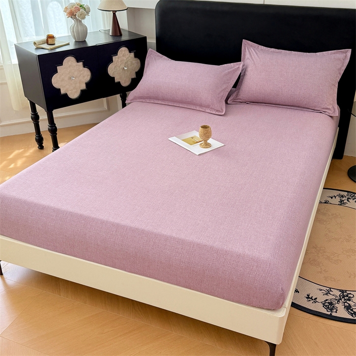 91家纺网 家纺一手货源 找家纺 梦舒羽 2025新款原麻床笠机洗家用防滑透气四季款床罩床垫床单保护套 星野紫