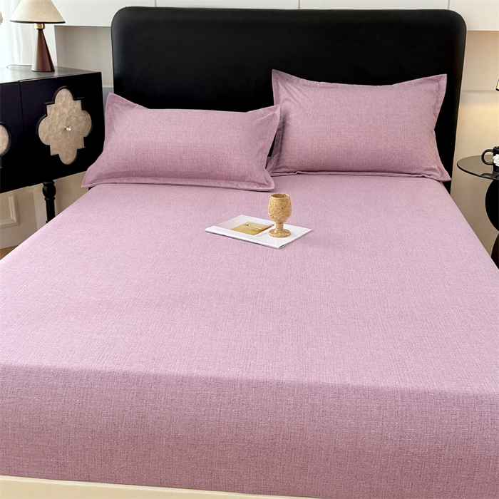 91家纺网 家纺一手货源 找家纺 梦舒羽 2025新款原麻床笠机洗家用防滑透气四季款床罩床垫床单保护套 星野紫