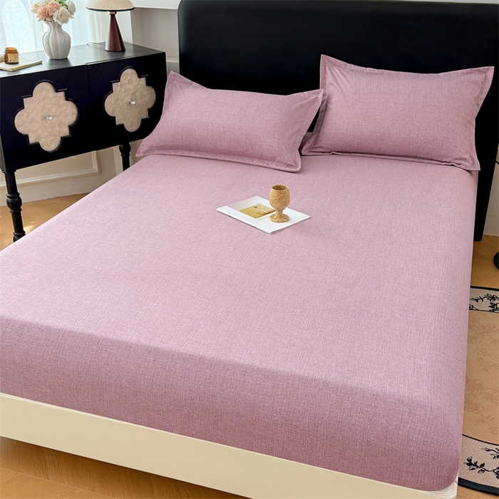 91家纺网 家纺一手货源 找家纺 梦舒羽 2025新款原麻床笠机洗家用防滑透气四季款床罩床垫床单保护套 星野紫