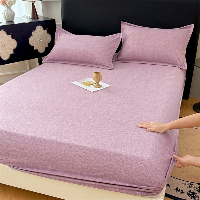 91家纺网 家纺一手货源 找家纺 梦舒羽 2025新款原麻床笠机洗家用防滑透气四季款床罩床垫床单保护套 星野紫