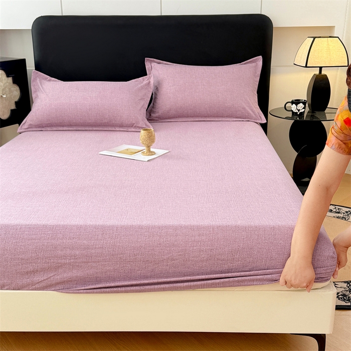 91家纺网 家纺一手货源 找家纺 梦舒羽 2025新款原麻床笠机洗家用防滑透气四季款床罩床垫床单保护套 星野紫