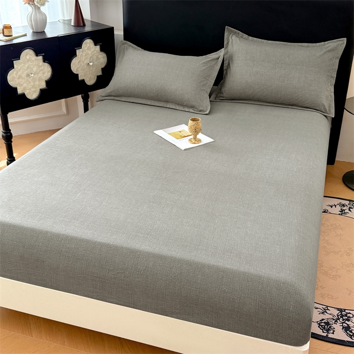 91家纺网 家纺一手货源 找家纺 梦舒羽 2025新款原麻床笠机洗家用防滑透气四季款床罩床垫床单保护套 云杉绿