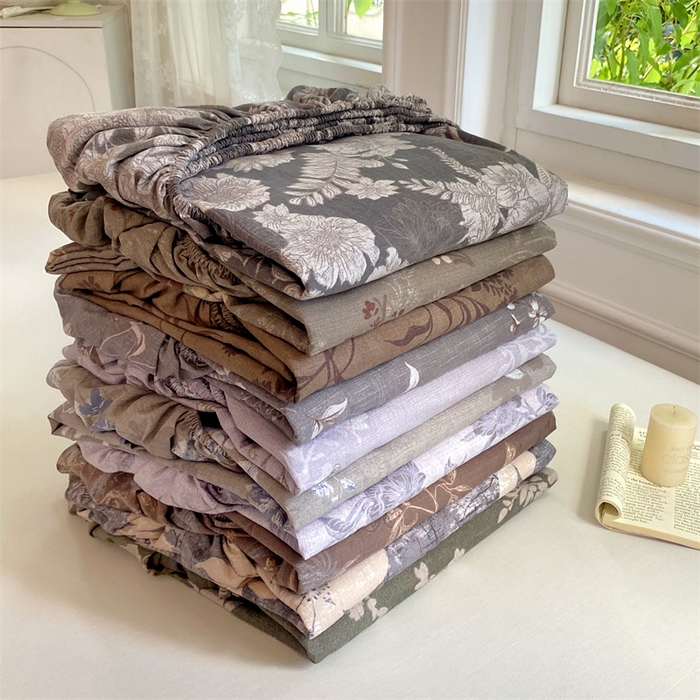 梦舒羽 2025新款原麻床笠机洗家用防滑透气四季款床罩床垫床单保护套 组合