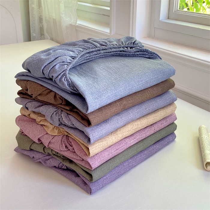 91家纺网 家纺一手货源 找家纺 梦舒羽 2025新款原麻床笠机洗家用防滑透气四季款床罩床垫床单保护套 组合