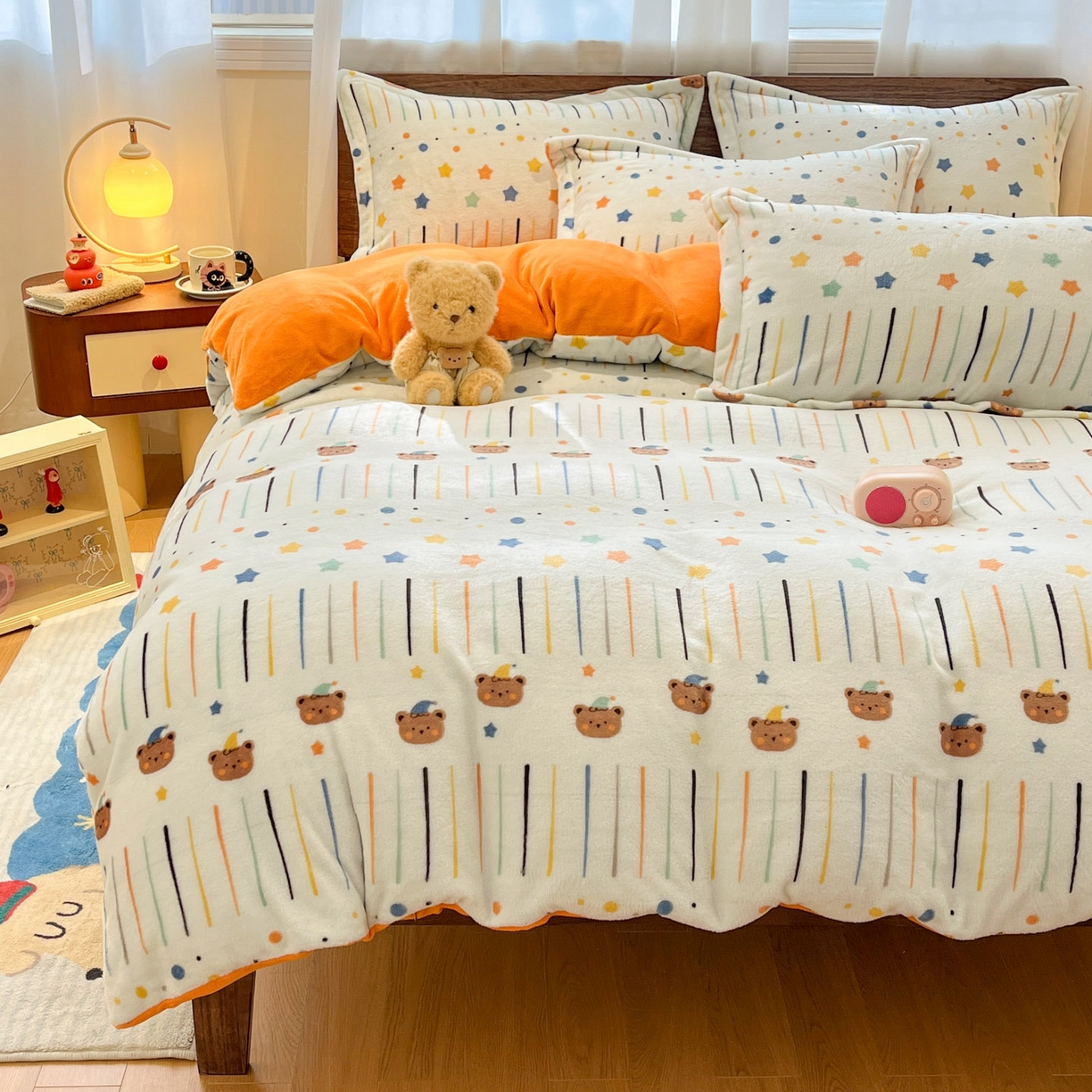 91家纺网 家纺一手货源 找家纺 寻米 2025新款高克重加厚保暖牛奶绒四件套-第一批 橘子汽水