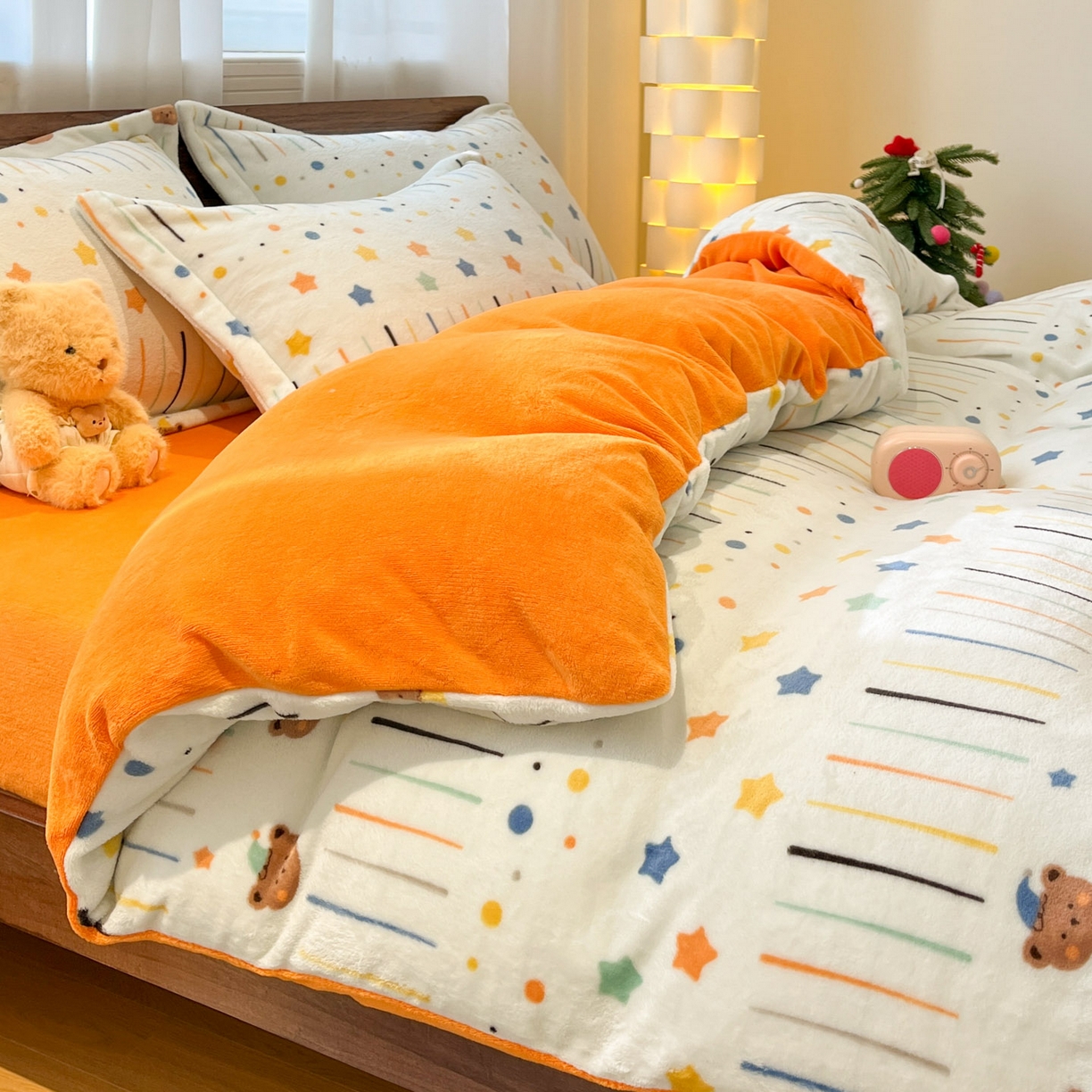 91家纺网 家纺一手货源 找家纺 寻米 2025新款高克重加厚保暖牛奶绒四件套-第一批 橘子汽水