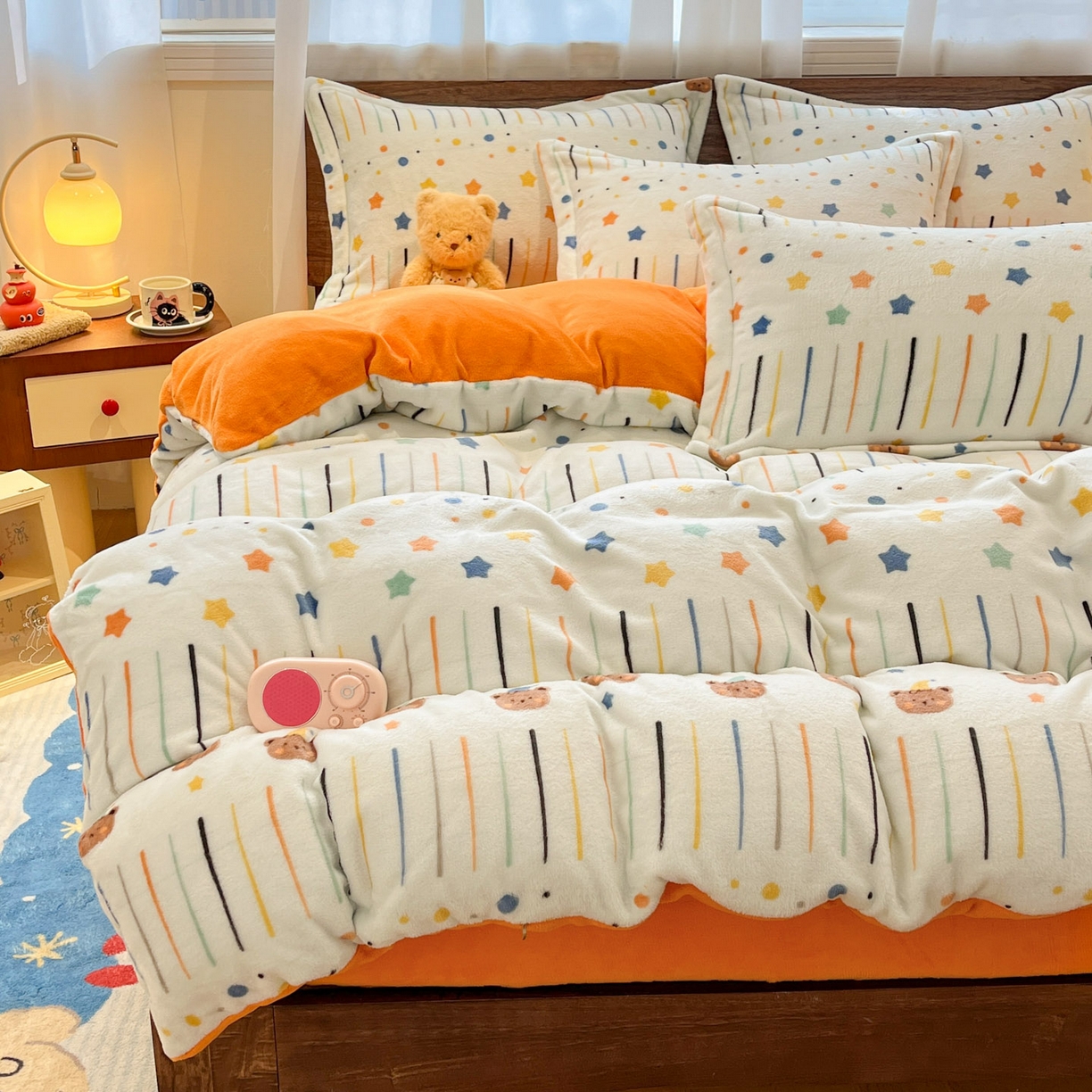 91家纺网 家纺一手货源 找家纺 寻米 2025新款高克重加厚保暖牛奶绒四件套-第一批 橘子汽水