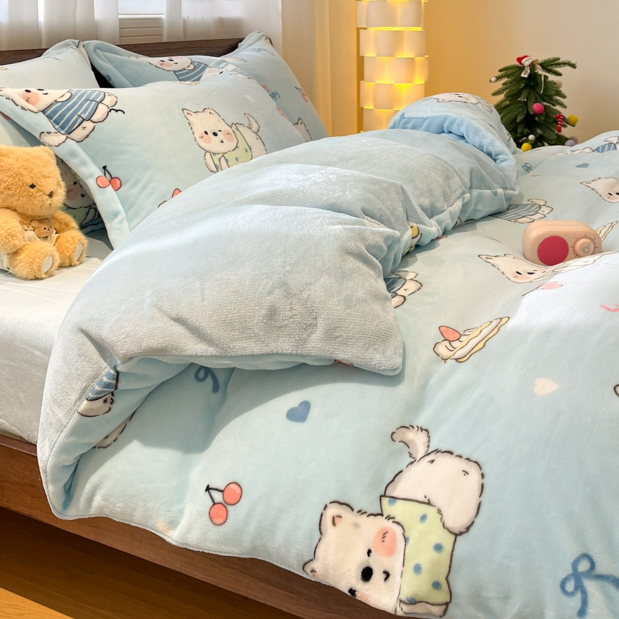 91家纺网 家纺一手货源 找家纺 寻米 2025新款高克重加厚保暖牛奶绒四件套-第一批 可爱帕尼尼