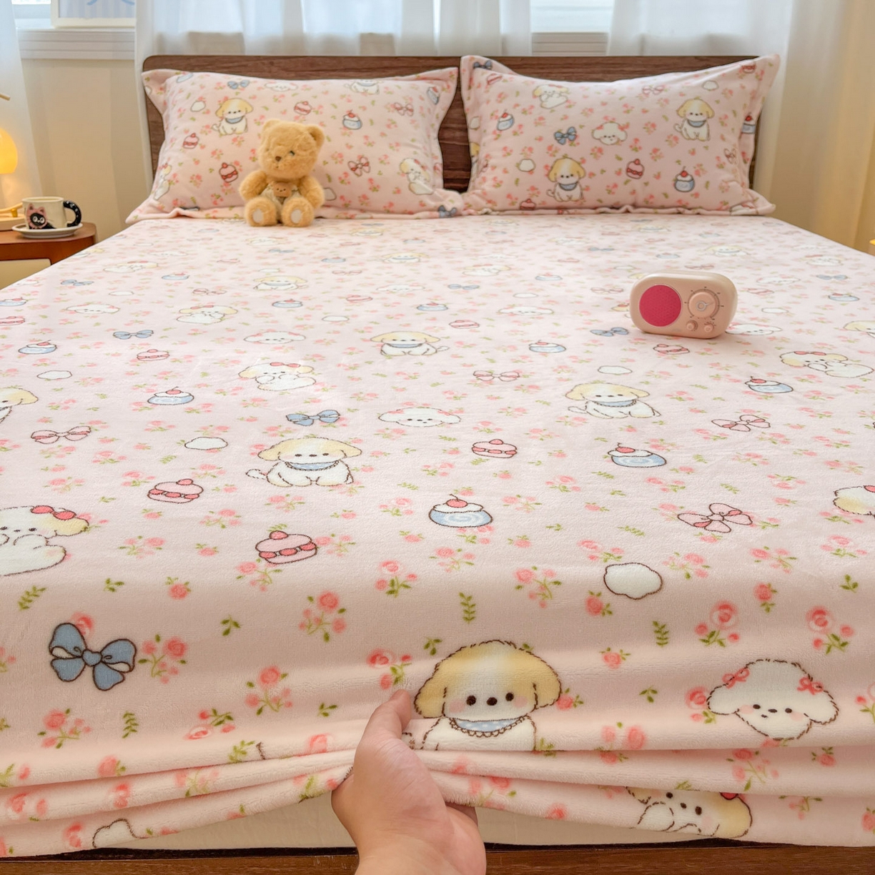 91家纺网 家纺一手货源 找家纺 寻米 2025新款高克重加厚保暖牛奶绒四件套-第一批 玫瑰甜心