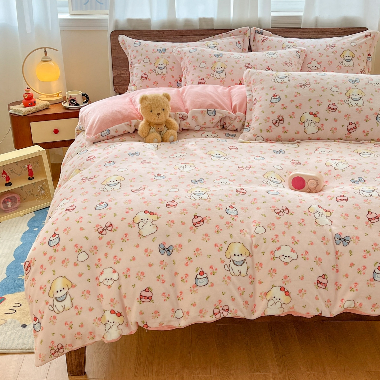 91家纺网 家纺一手货源 找家纺 寻米 2025新款高克重加厚保暖牛奶绒四件套-第一批 玫瑰甜心