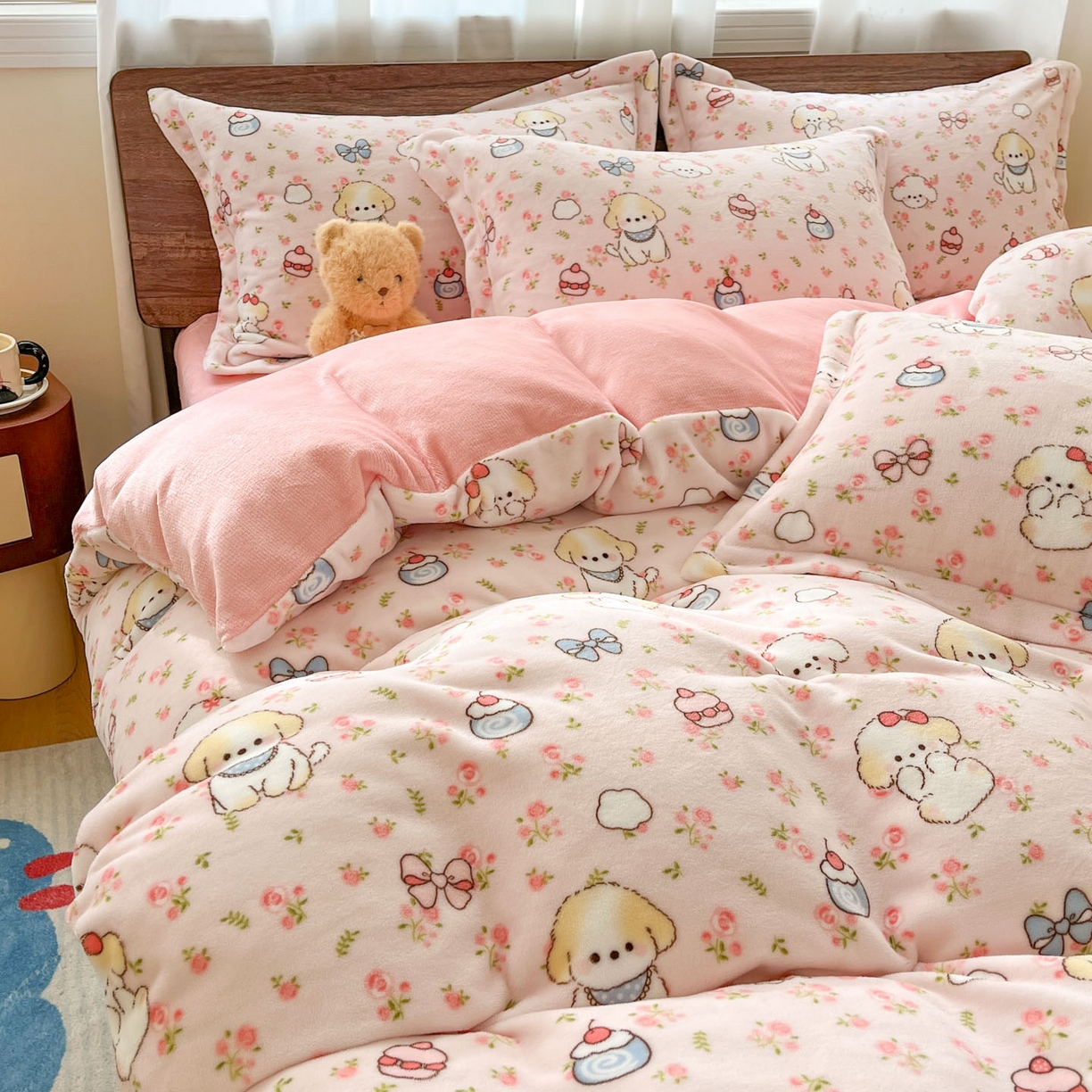 91家纺网 家纺一手货源 找家纺 寻米 2025新款高克重加厚保暖牛奶绒四件套-第一批 玫瑰甜心