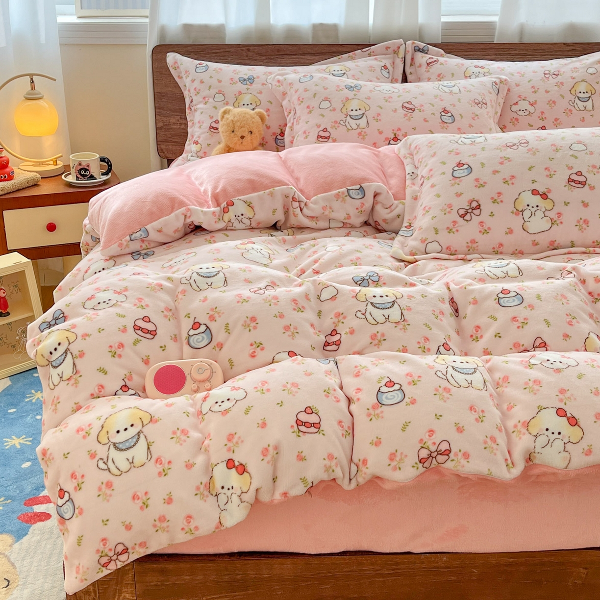 91家纺网 家纺一手货源 找家纺 寻米 2025新款高克重加厚保暖牛奶绒四件套-第一批 玫瑰甜心