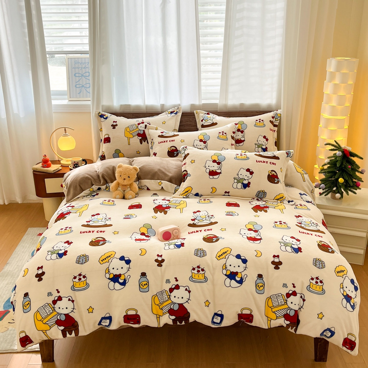 91家纺网 家纺一手货源 找家纺 寻米 2025新款高克重加厚保暖牛奶绒四件套-第一批 莫扎特小喵