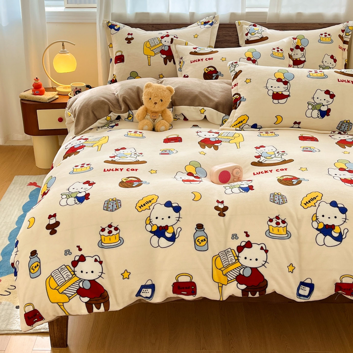 91家纺网 家纺一手货源 找家纺 寻米 2025新款高克重加厚保暖牛奶绒四件套-第一批 莫扎特小喵