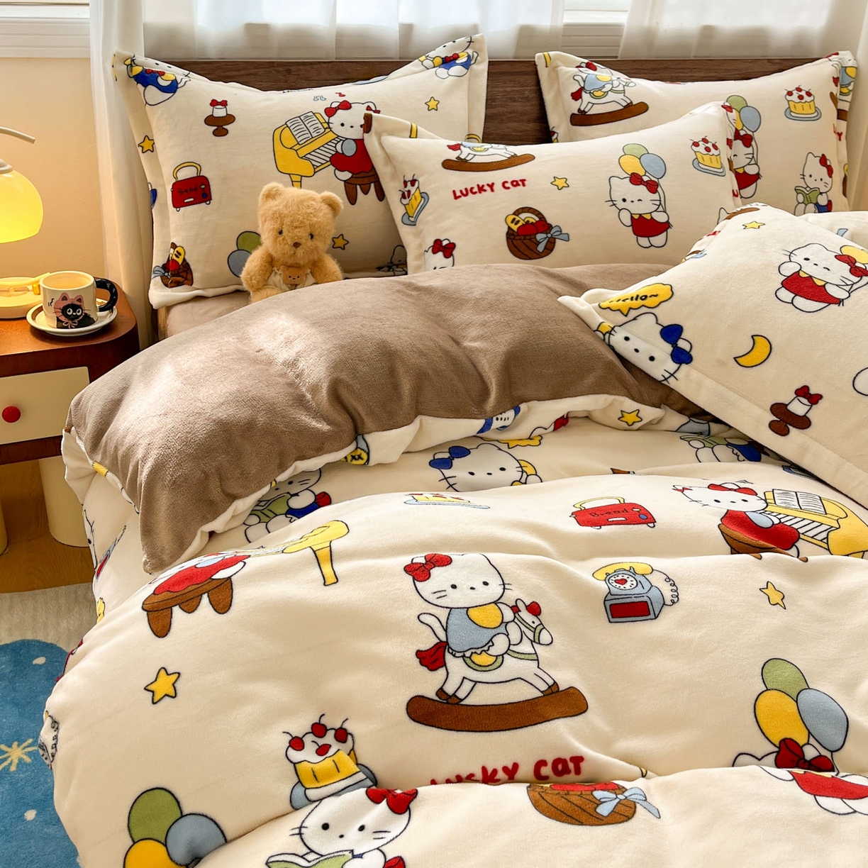 91家纺网 家纺一手货源 找家纺 寻米 2025新款高克重加厚保暖牛奶绒四件套-第一批 莫扎特小喵