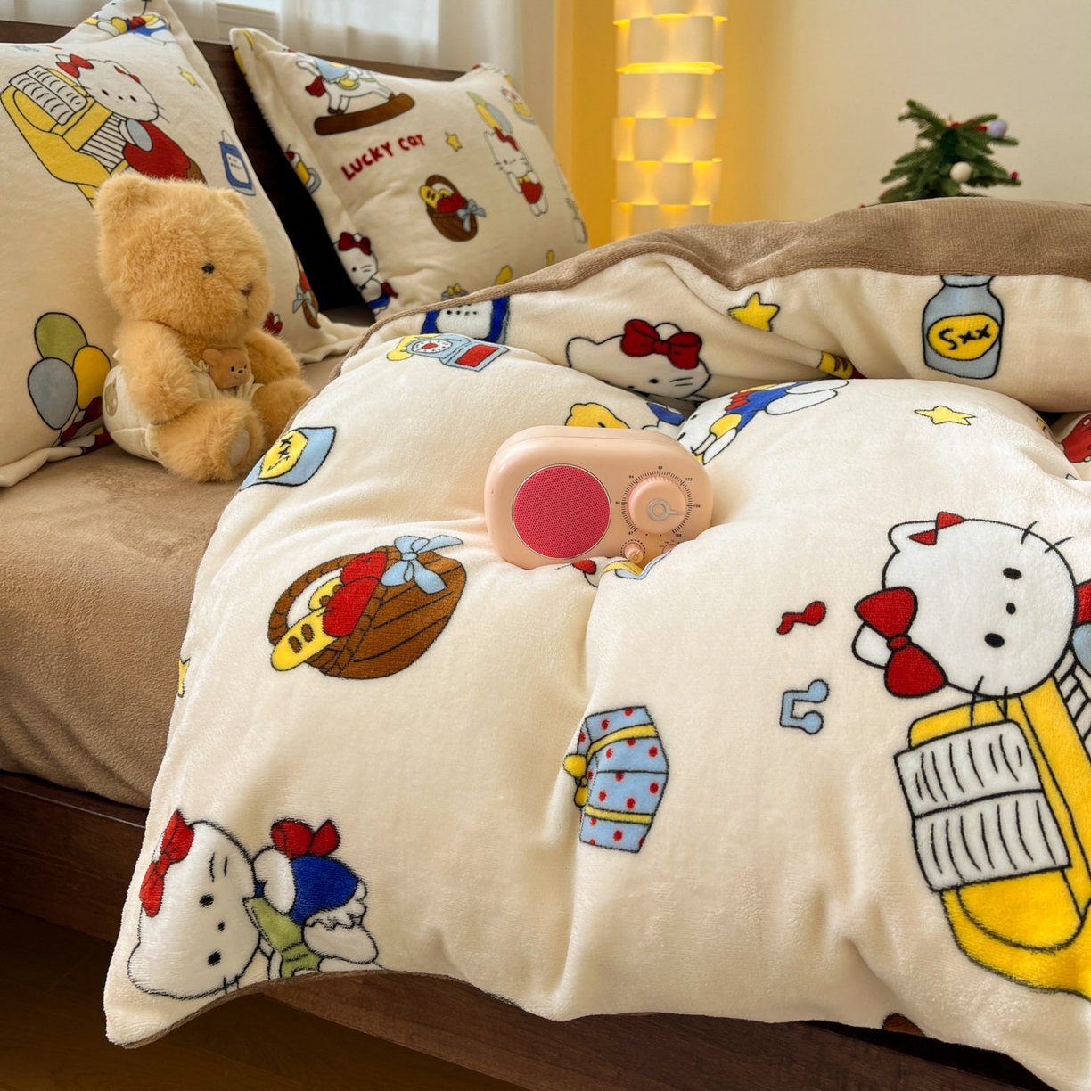 91家纺网 家纺一手货源 找家纺 寻米 2025新款高克重加厚保暖牛奶绒四件套-第一批 莫扎特小喵