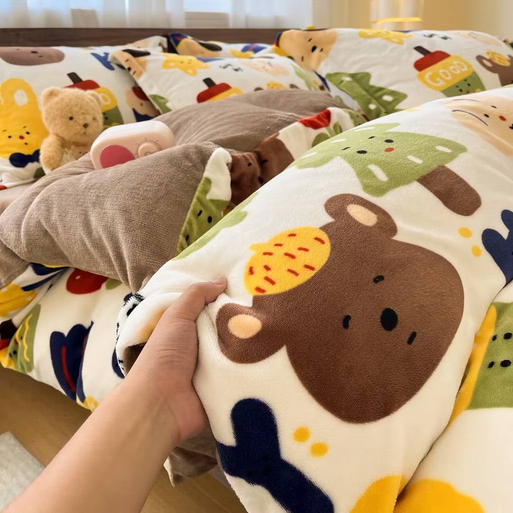 91家纺网 家纺一手货源 找家纺 寻米 2025新款高克重加厚保暖牛奶绒四件套-第一批 奇奇莫拉-咖啡