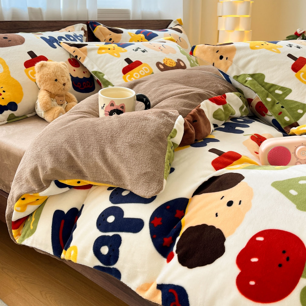 91家纺网 家纺一手货源 找家纺 寻米 2025新款高克重加厚保暖牛奶绒四件套-第一批 奇奇莫拉-咖啡