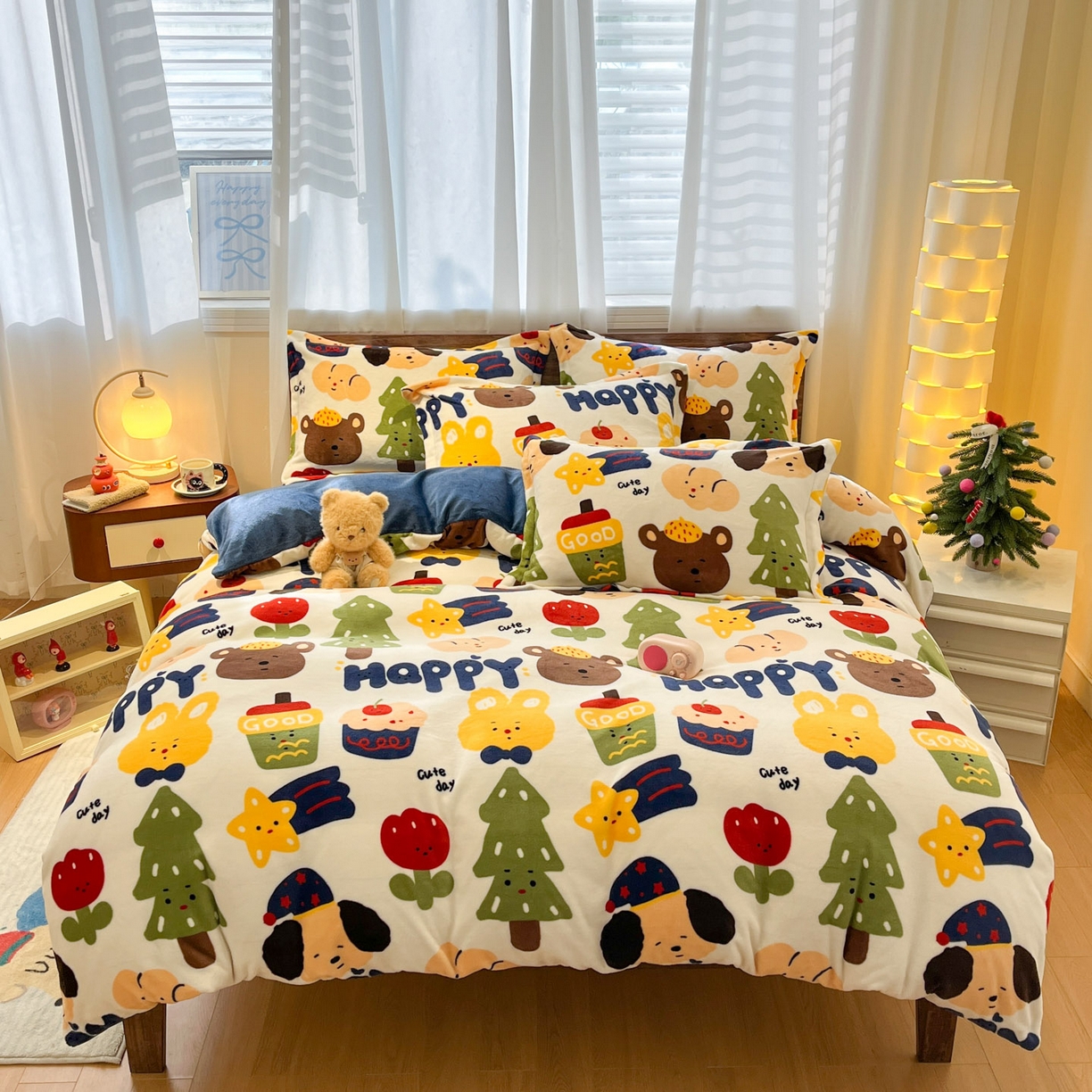 91家纺网 家纺一手货源 找家纺 寻米 2025新款高克重加厚保暖牛奶绒四件套-第一批 奇奇莫拉-蓝色