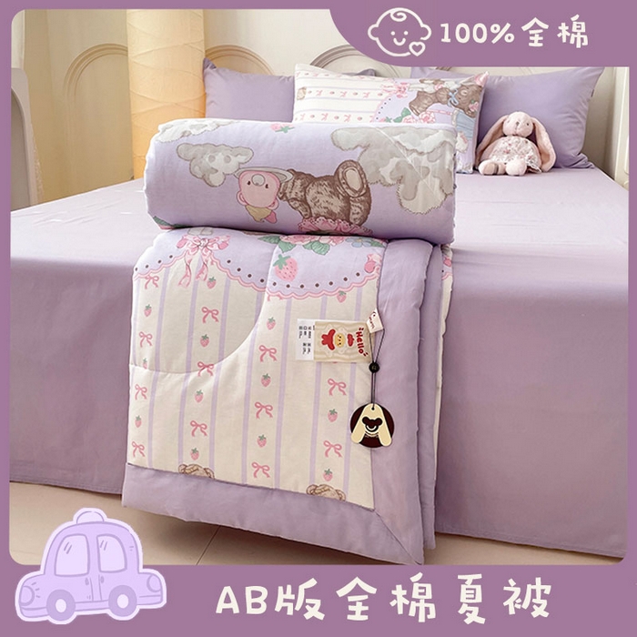 91家纺网 家纺一手货源 找家纺 （总）梵克保罗 2025新款全棉夏被碎花卡通小清新简约纯棉夏凉被夏被四件套三件套