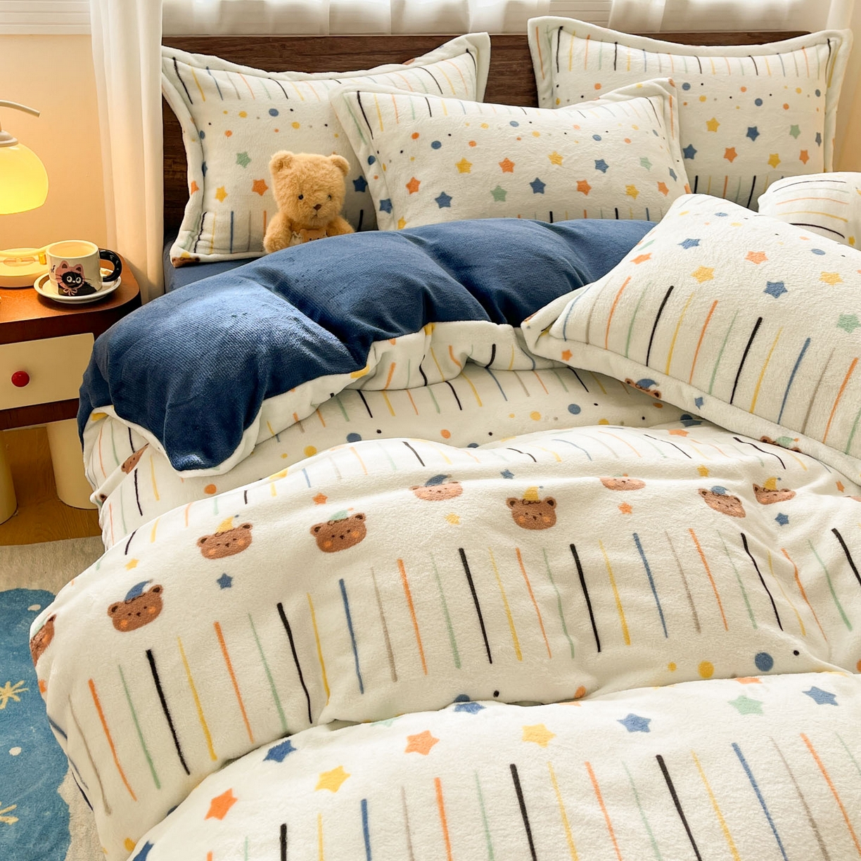 91家纺网 家纺一手货源 找家纺 寻米 2025新款高克重加厚保暖牛奶绒四件套-第一批 小熊维尼