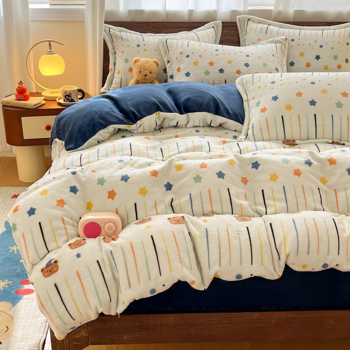 91家纺网 家纺一手货源 找家纺 寻米 2025新款高克重加厚保暖牛奶绒四件套-第一批 小熊维尼