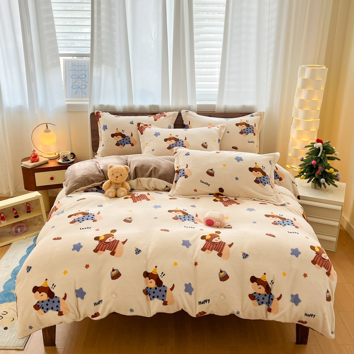 91家纺网 家纺一手货源 找家纺 寻米 2025新款高克重加厚保暖牛奶绒四件套-第一批 摇滚星球