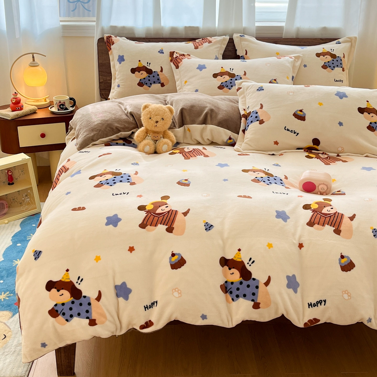 91家纺网 家纺一手货源 找家纺 寻米 2025新款高克重加厚保暖牛奶绒四件套-第一批 摇滚星球