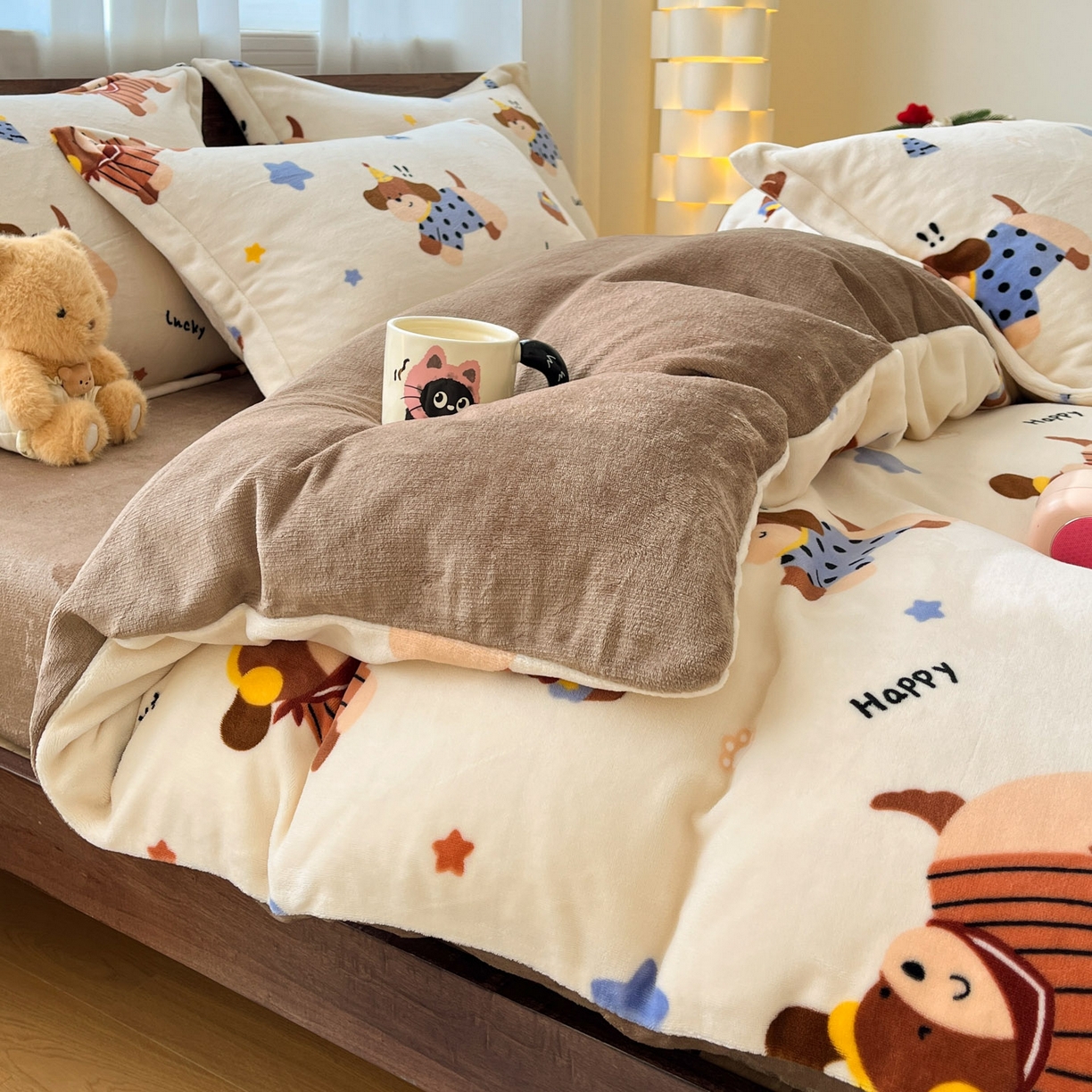 91家纺网 家纺一手货源 找家纺 寻米 2025新款高克重加厚保暖牛奶绒四件套-第一批 摇滚星球