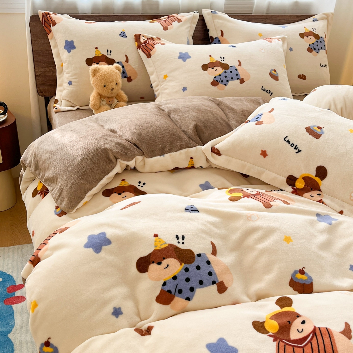 91家纺网 家纺一手货源 找家纺 寻米 2025新款高克重加厚保暖牛奶绒四件套-第一批 摇滚星球