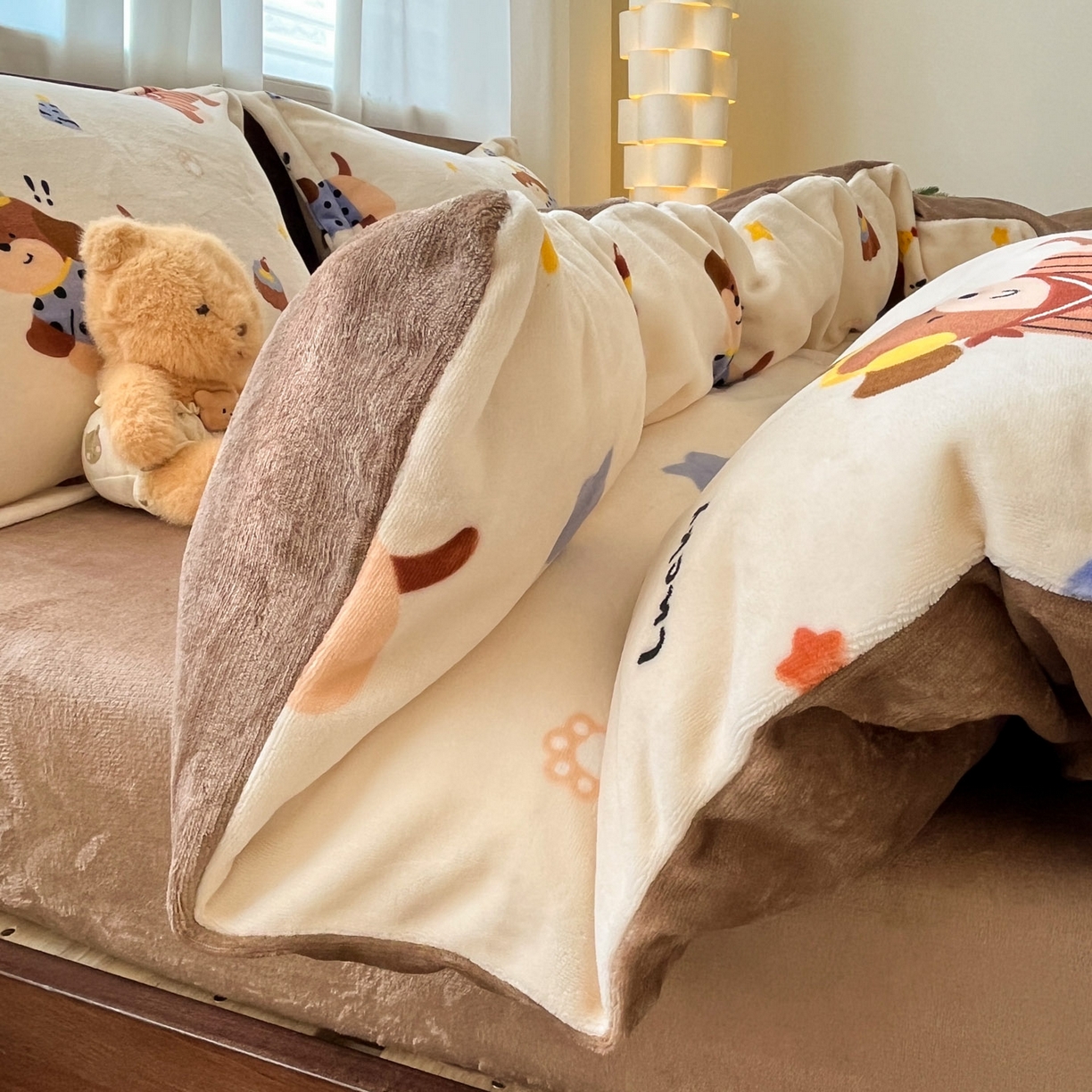 91家纺网 家纺一手货源 找家纺 寻米 2025新款高克重加厚保暖牛奶绒四件套-第一批 摇滚星球