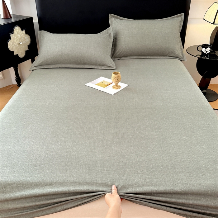 91家纺网 家纺一手货源 找家纺 （总）梦舒羽 2025新款原麻床笠机洗家用防滑透气四季款床罩床垫床单保护套