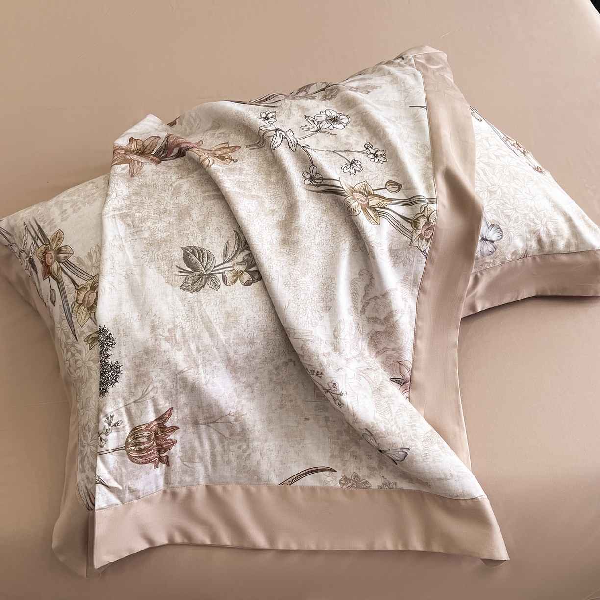 91家纺网 家纺一手货源 找家纺 慕晨 2025新款65%莱赛尔32%棉全棉磨毛数码印花宽边高级简奢款中高端四件套直播热款 岚茜