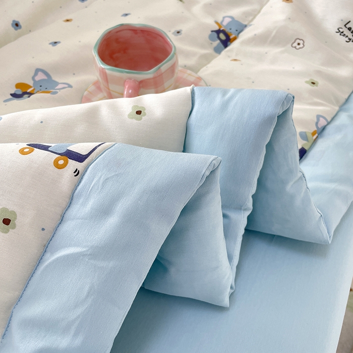 91家纺网 家纺一手货源 找家纺 梵克保罗 2025新款全棉夏被碎花卡通小清新简约纯棉夏凉被夏被四件套三件套 波点小象