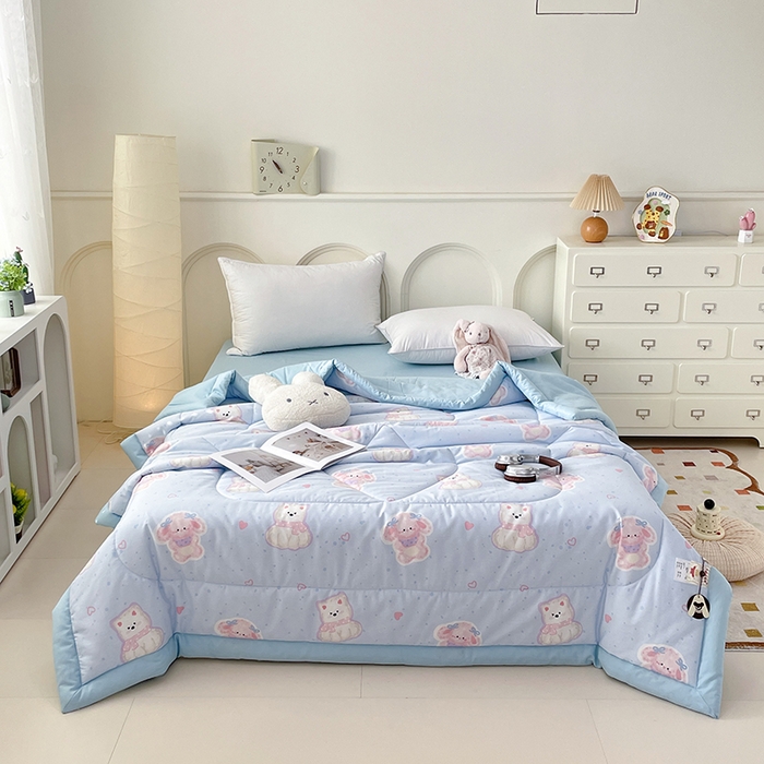 91家纺网 家纺一手货源 找家纺 梵克保罗 2025新款全棉夏被碎花卡通小清新简约纯棉夏凉被夏被四件套三件套 博美