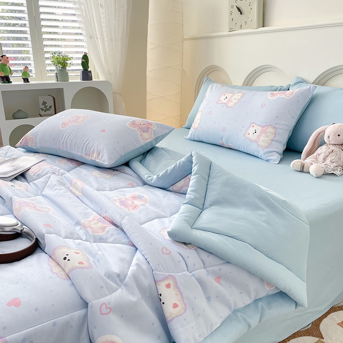 91家纺网 家纺一手货源 找家纺 梵克保罗 2025新款全棉夏被碎花卡通小清新简约纯棉夏凉被夏被四件套三件套 博美