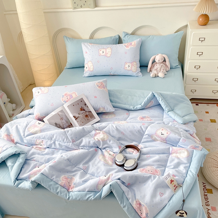 91家纺网 家纺一手货源 找家纺 梵克保罗 2025新款全棉夏被碎花卡通小清新简约纯棉夏凉被夏被四件套三件套 博美