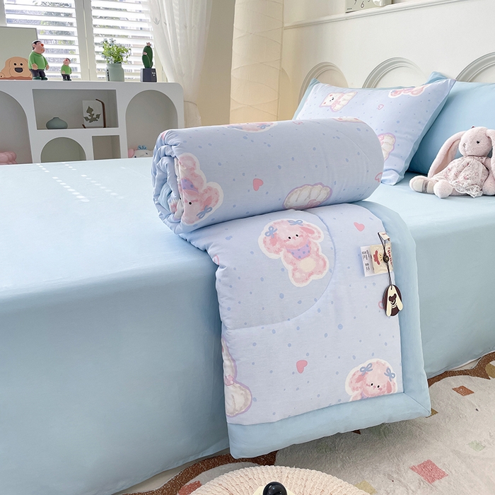 91家纺网 家纺一手货源 找家纺 梵克保罗 2025新款全棉夏被碎花卡通小清新简约纯棉夏凉被夏被四件套三件套 博美