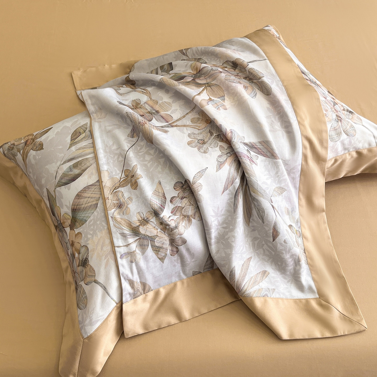 91家纺网 家纺一手货源 找家纺 慕晨 2025新款65%莱赛尔32%棉全棉磨毛数码印花宽边高级简奢款中高端四件套直播热款 砚禾