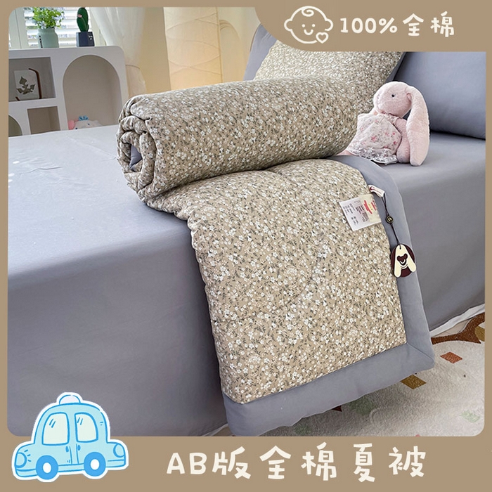 91家纺网 家纺一手货源 找家纺 梵克保罗 2025新款全棉夏被碎花卡通小清新简约纯棉夏凉被夏被四件套三件套 柳兰霞草