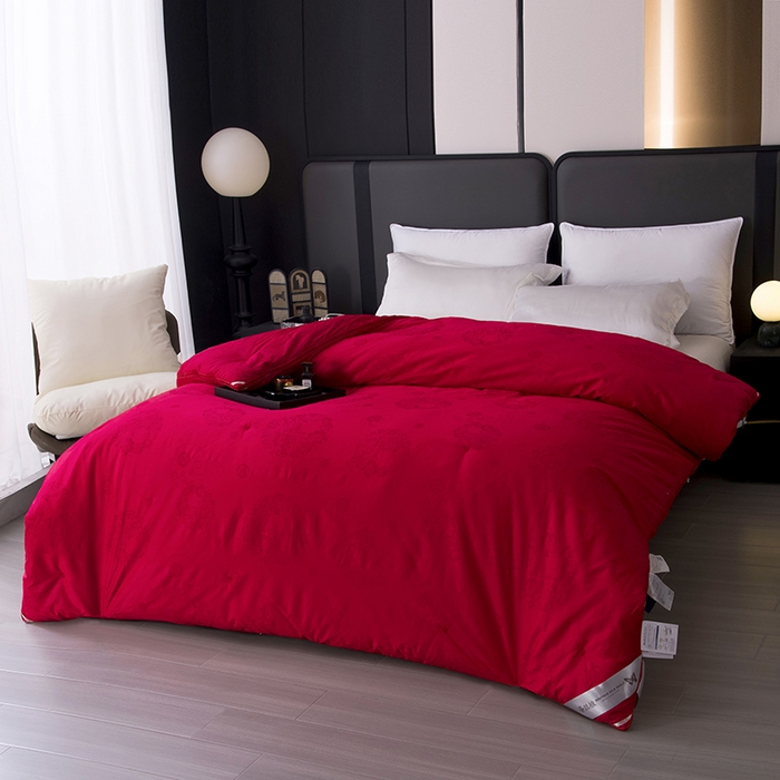 鑫田家纺 2025新款60支纯棉蚕丝被100%柞蚕丝被夏被春秋被冬被礼品被子桑蚕丝被 红