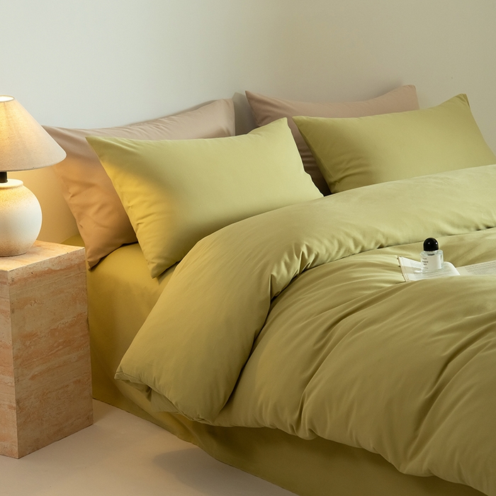 91家纺网 家纺一手货源 找家纺 Mr.pig猪先生水洗棉 2025新款贡缎长绒棉全棉纯棉贡缎磨毛单被套150*200*230加大单被套学生 莫兰绿