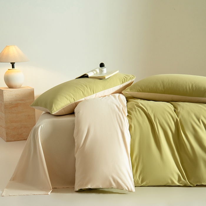 91家纺网 家纺一手货源 找家纺 Mr.pig猪先生水洗棉 2025新款贡缎长绒棉全棉纯棉贡缎磨毛单被套150*200*230加大单被套学生 莫兰绿+透玉粉