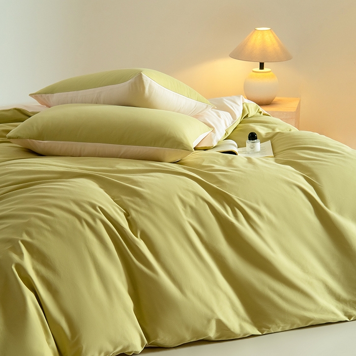 91家纺网 家纺一手货源 找家纺 Mr.pig猪先生水洗棉 2025新款贡缎长绒棉全棉纯棉贡缎磨毛单被套150*200*230加大单被套学生 莫兰绿+透玉粉